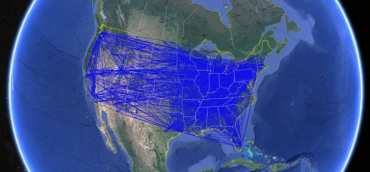 airline, geo, us, google earth, visualize