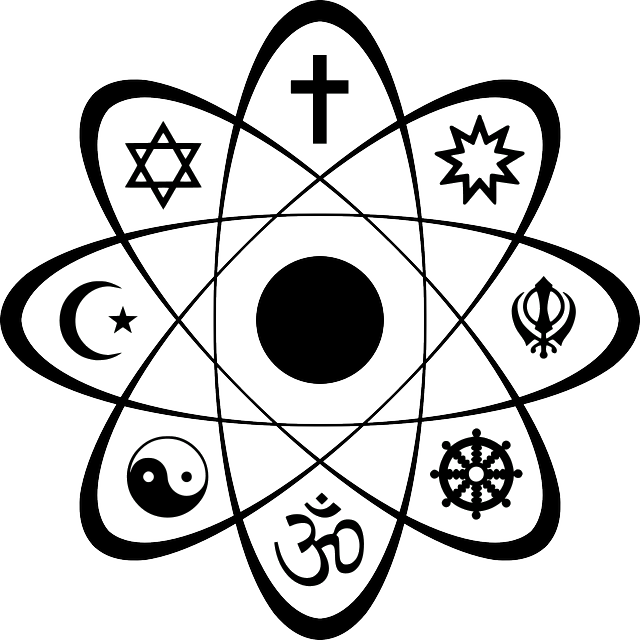 Science and religion symbol